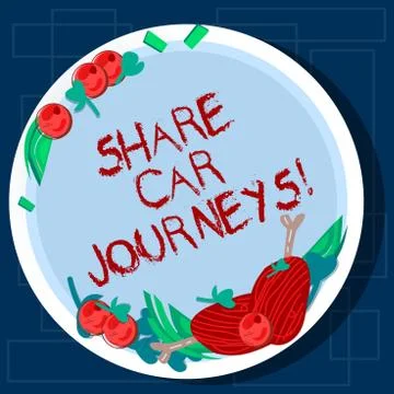 Writing note showing Share Car Journeys. Business photo showcasing when two or Stock Illustration