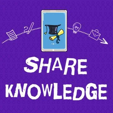 Writing note showing  Share Knowledge. Business photo showcasing teaching other Stock Illustration