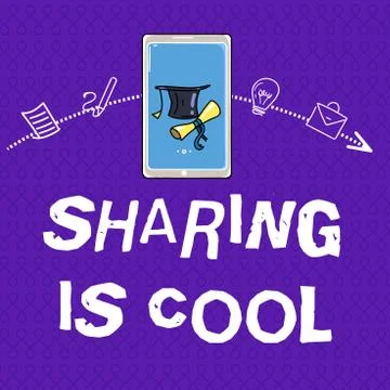 Writing note showing  Sharing Is Cool. Business photo showcasing giving an 스톡 일러스트