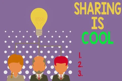 Writing note showing Sharing Is Cool. Business photo showcasing giving and 스톡 일러스트