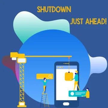 Writing note showing Shutdown Just Ahead. Business photo showcasing closing イラスト素材