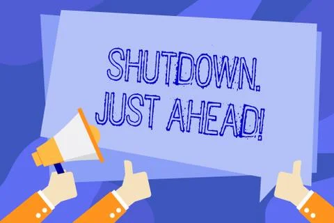 Writing note showing Shutdown Just Ahead. Business photo showcasing closing イラスト素材