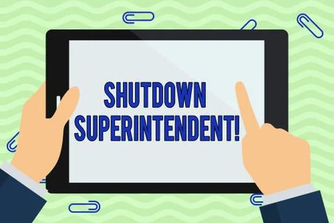 Writing note showing Shutdown Superintendent. Business photo showcasing demon Stock Illustration