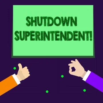 Writing note showing Shutdown Superintendent. Business photo showcasing demon Stock Illustration