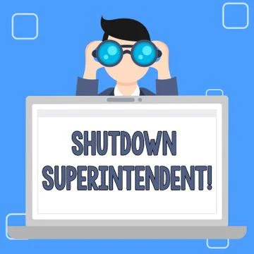 Writing note showing Shutdown Superintendent. Business photo showcasing demon Stock Illustration