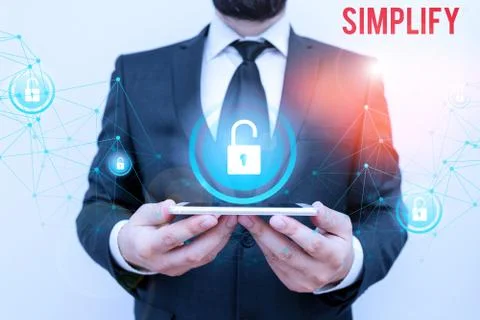 Writing note showing Simplify. Business photo showcasing make something simpler Stock Photos