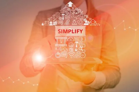 Writing note showing Simplify. Business photo showcasing make something simpler Stock Photos