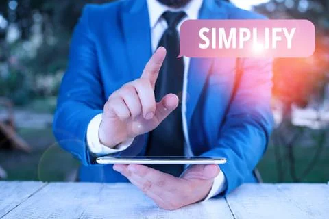 Writing note showing Simplify. Business photo showcasing make something simpler Stock Photos