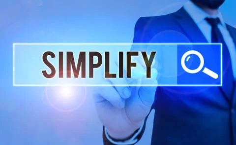 Writing note showing Simplify. Business photo showcasing make something simpler Stock Photos