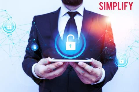 Writing note showing Simplify. Business photo showcasing make something simpler Stock Photos