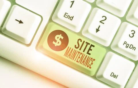 Writing note showing Site Maintenance. Business photo showcasing keeping the Stock Photos