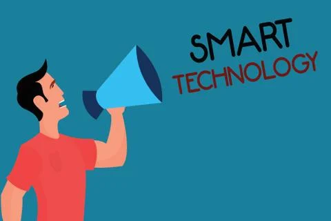 Writing note showing Smart Technology. Business photo showcasing gadgets or Stock Illustration