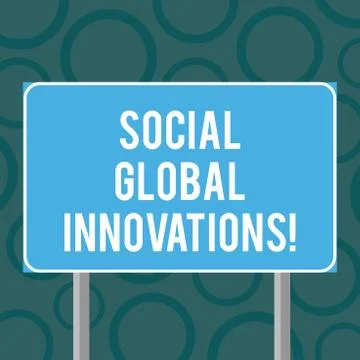 Writing note showing Social Global Innovations. Business photo showcasing new Illustrazione stock
