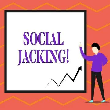 Writing note showing Social Jacking. Business photo showcasing Spiteful method Stock Illustration