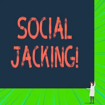 Writing note showing Social Jacking. Business photo showcasing Spiteful method Illustrazione stock