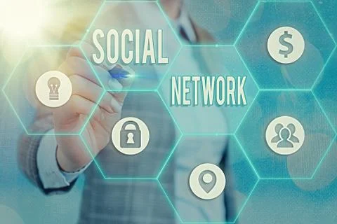 Writing note showing Social Network. Business photo showcasing a framework of Foto stock