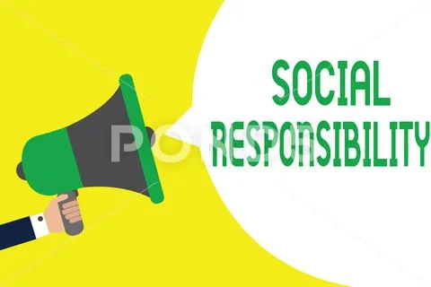 Writing note showing Social Responsibility. Business photo showcasing Obligat Stock Illustration