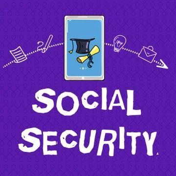 Writing note showing  Social Security. Business photo showcasing assistance fro Stock Illustration