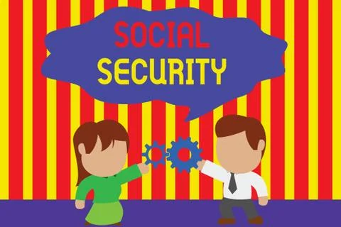 Writing note showing Social Security. Business photo showcasing assistance from Stock Illustration