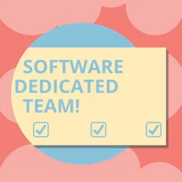 Writing note showing Software Dedicated Team. Business photo showcasing business Stock Illustration