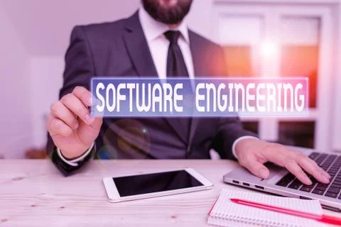 Writing note showing Software Engineering. Business photo showcasing apply Foto stock