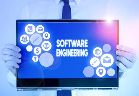 Writing note showing Software Engineering. Business photo showcasing apply Foto stock