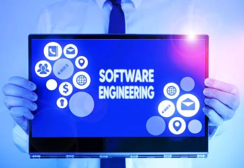 Writing note showing Software Engineering. Business photo showcasing apply Foto stock