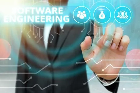 Writing note showing Software Engineering. Business photo showcasing Program Stock Photos