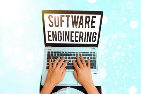 Writing note showing Software Engineering. Business photo showcasing Program Stock Photos