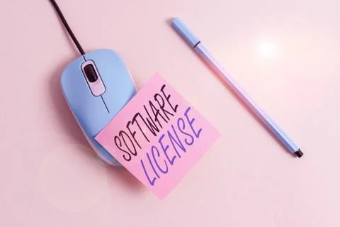 Writing note showing Software License. Business photo showcasing legal Stock Photos