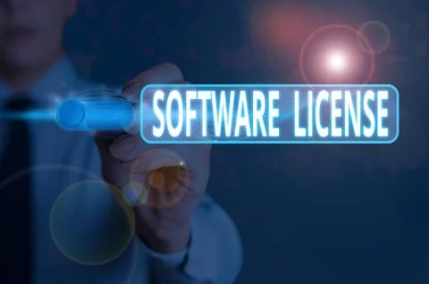 Writing note showing Software License. Business photo showcasing legal 스톡 사진