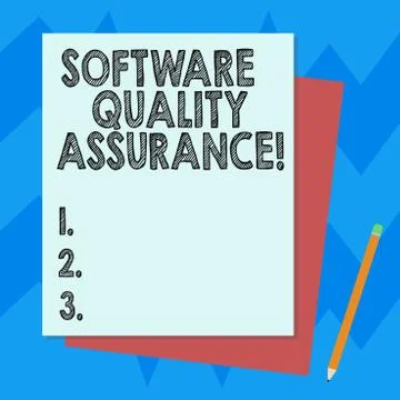 Writing note showing Software Quality Assurance. Business photo showcasing Stock-Illustration