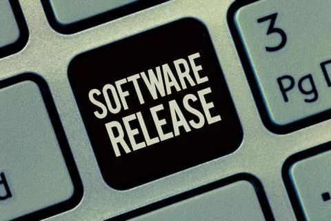 Writing note showing Software Release. Business photo showcasing sum of stages Stockfoto's