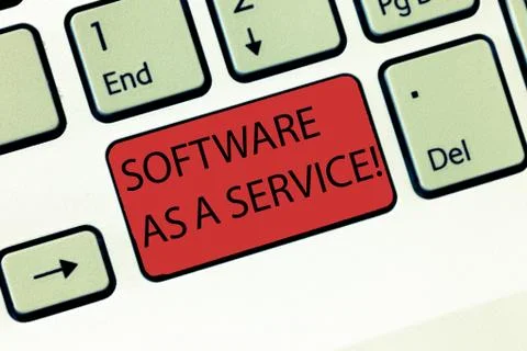 Writing note showing Software As A Service. Business photo showcasing Mobile 스톡 사진