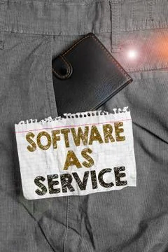 Writing note showing Software As Service. Business photo showcasing On Foto stock