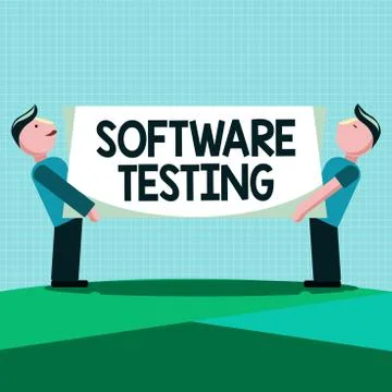 Writing note showing Software Testing. Business photo showcasing investigation Illustrazione stock