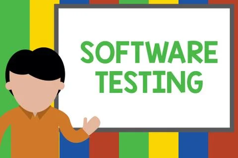 Writing note showing Software Testing. Business photo showcasing investigation 스톡 일러스트