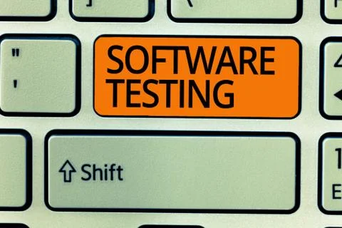 Writing note showing Software Testing. Business photo showcasing investigation Stock Photos