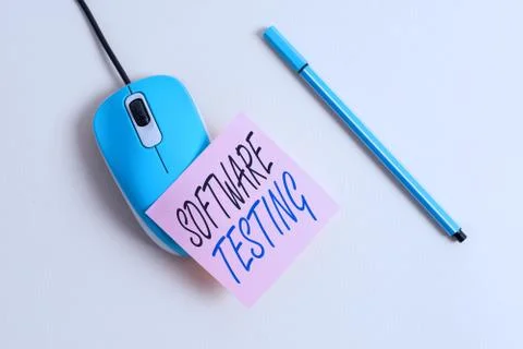 Writing note showing Software Testing. Business photo showcasing evaluate the 스톡 사진