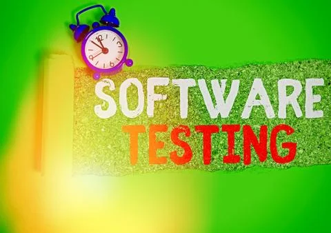 Writing note showing Software Testing. Business photo showcasing investigation 스톡 사진