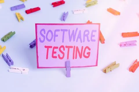 Writing note showing Software Testing. Business photo showcasing activity to Stock Photos
