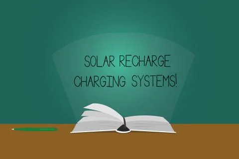 Writing note showing Solar Recharge Charging Systems. Business photo showcasing Illustrazione stock