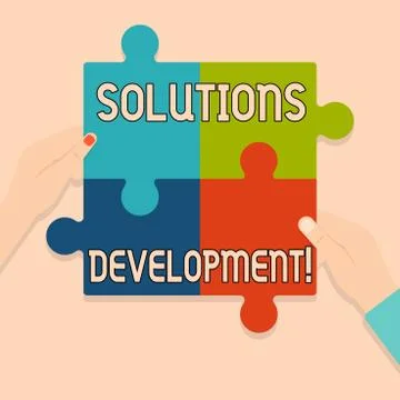 Writing note showing Solutions Development. Business photo showcasing Illustrazione stock