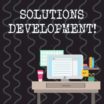 Writing note showing Solutions Development. Business photo showcasing Stockillustratie