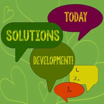 Writing note showing Solutions Development. Business photo showcasing イラスト素材