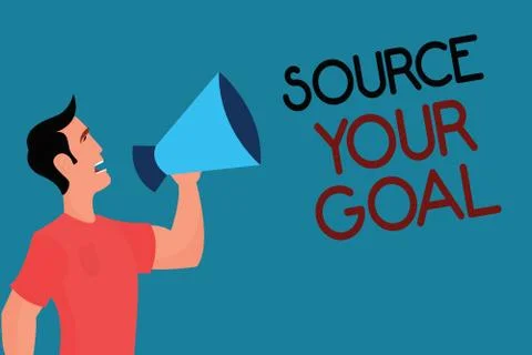 Writing note showing Source Your Goal. Business photo showcasing work on your Stock Illustration