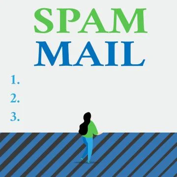 Writing note showing Spam Mail. Business photo showcasing Intrusive advertising Stock Illustration