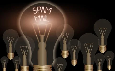 Writing note showing Spam Mail. Business photo showcasing Intrusive advertising Stock Illustration