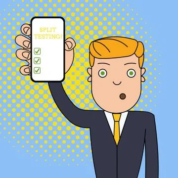 Writing note showing Split Testing. Business photo showcasing issuing the Stock Illustration