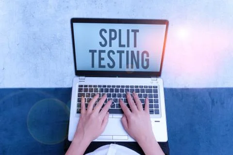 Writing note showing Split Testing. Business photo showcasing issuing the 写真素材
